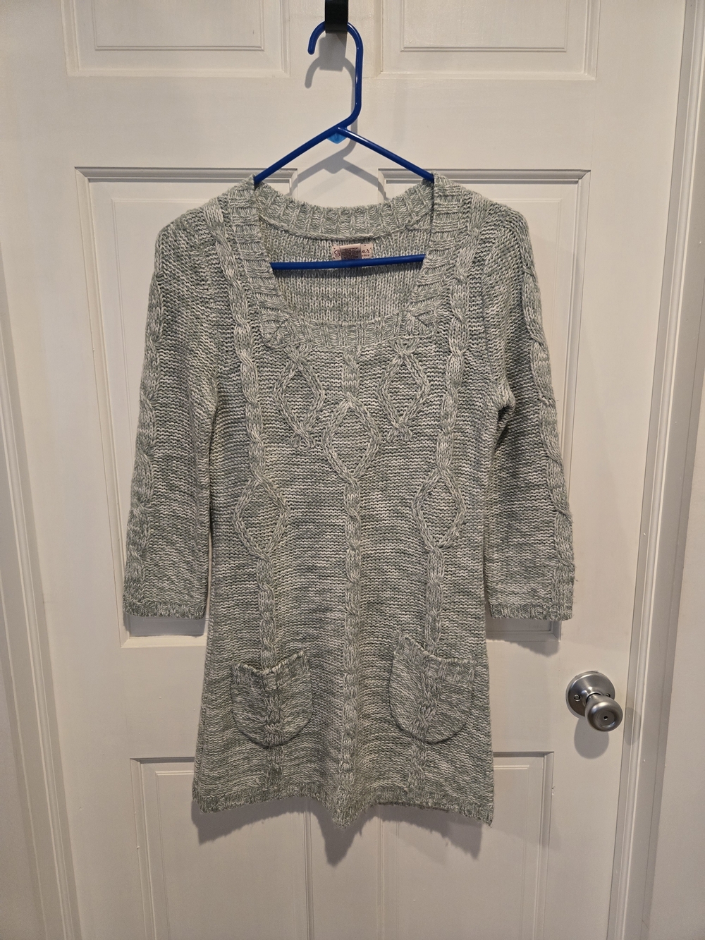 Juniors Cable Knit Scoop Neck Tunic Dress